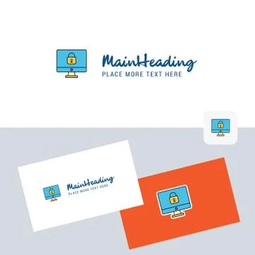 Locked computer vector logotype with business card template. Elegant corporat Stockillustratie