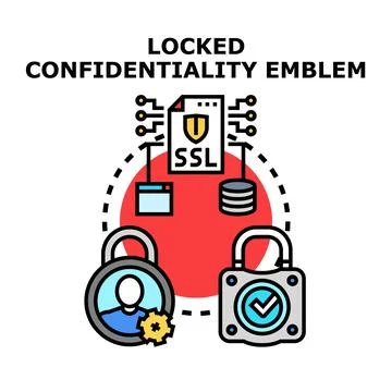 Locked confidentiality emblem with secure data protection concept Stock Illustration