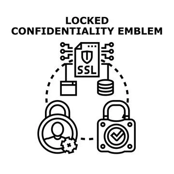 Locked confidentiality emblem with secure data protection concept Stock Illustration