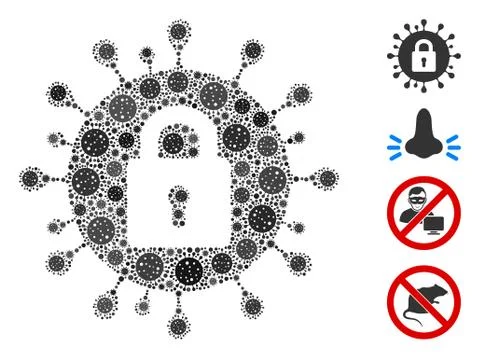 Locked Coronavirus Collage of CoronaVirus Elements 스톡 일러스트