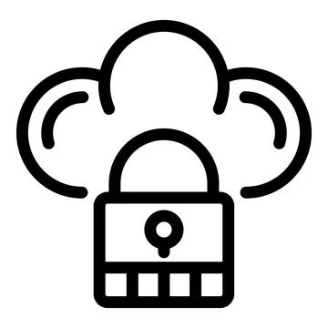 Locked data cloud icon, outline style Illustrazione stock