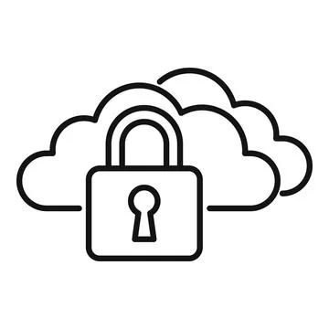 Locked data cloud icon outline vector. Computer lock Illustrazione stock
