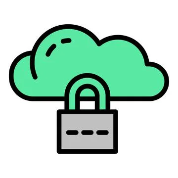 Locked data cloud icon outline vector. Computer fraud Stock Illustration
