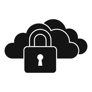 Locked data cloud icon simple . Computer lock Illustrazione stock
