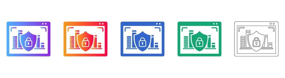 Locked Data Dashboard Icon Set Stock Illustration