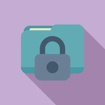 Locked data folder icon flat vector. Copyright protection Stock Illustration