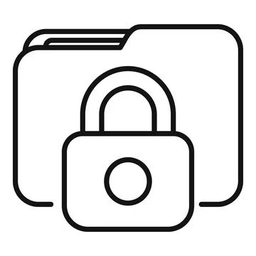 Locked data folder icon outline vector. Copyright protection Stock Illustration