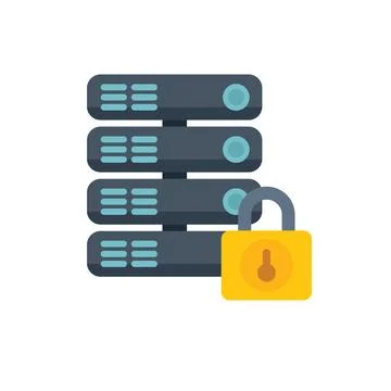 Locked data server icon flat vector. Platform system Ilustración de archivo