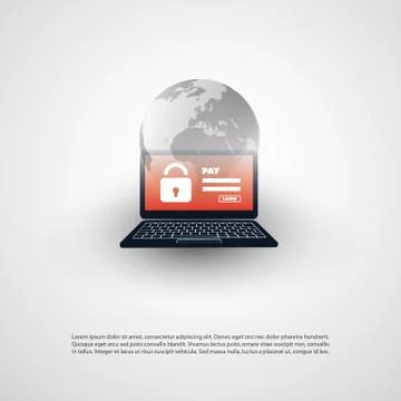 Locked Device, Encrypted Files, Lost Documents, Global Ransomware Attack 스톡 일러스트