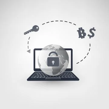 Locked Device, Encrypted Files, Lost Documents, Global Ransomware Attack 스톡 일러스트