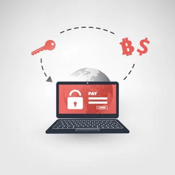 Locked Device, Encrypted Files, Lost Documents, Global Ransomware Attack 스톡 일러스트