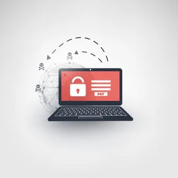 Locked Device, Encrypted Files, Lost Documents, Global Ransomware Attack 스톡 일러스트