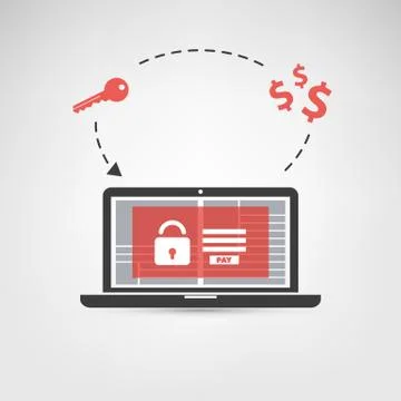 Locked Device, Encrypted Files, Lost Documents, Global Ransomware Attack Stock Illustration