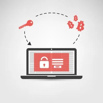 Locked Device, Encrypted Files, Lost Documents, Global Ransomware Attack Stock Illustration