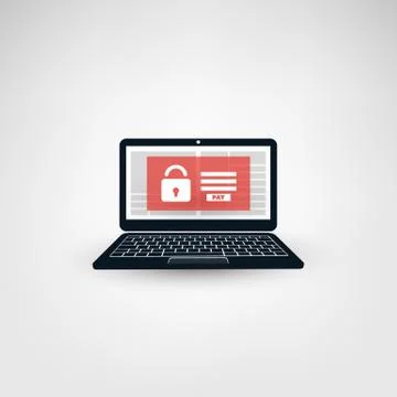 Locked Device, Encrypted Files, Lost Documents, Ransomware Attack Stock Illustration