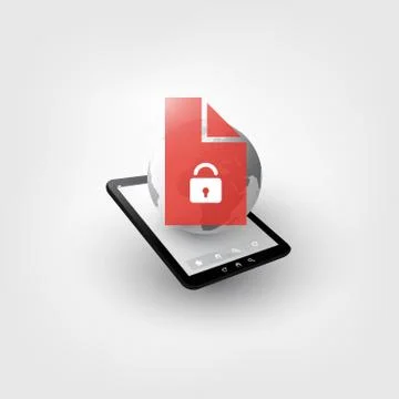 Locked Device, Lost Documents, Ransomware Attack イラスト素材