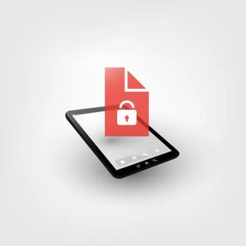 Locked Device, Lost Documents, Ransomware Attack Stock Illustration