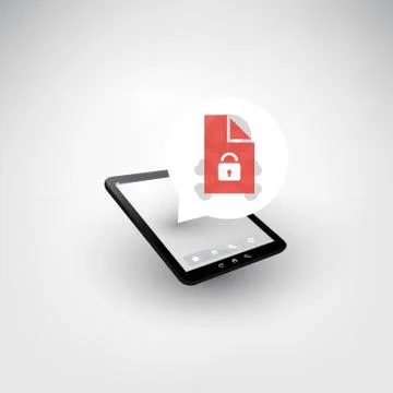 Locked Device, Lost Documents, Ransomware Attack Stock Illustration