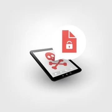 Locked Device, Lost Documents, Ransomware Attack Stock Illustration