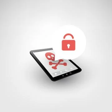 Locked Device, Lost Documents, Ransomware Attack Stock Illustration