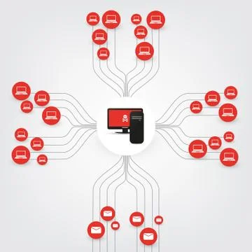Locked Devices, Encrypted Files, Lost Documents, Ransomware Attack Stock Illustration