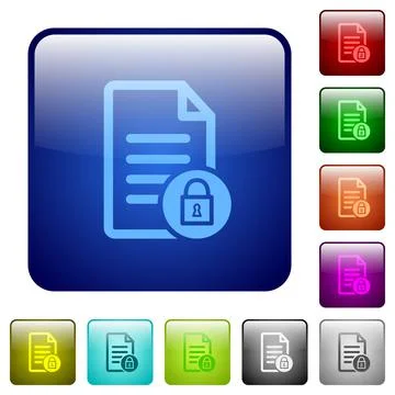 Locked document color square buttons Stock Illustration