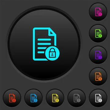 Locked document dark push buttons with color icons Stock Illustration