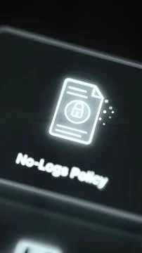 Locked document icon and clear no logs policy message on a dark interface Stock Photos