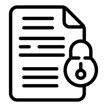 Locked document icon, outline style Stock Illustration