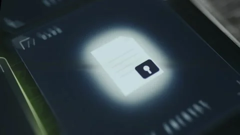 Locked document icon representing Document Encryption Stock Footage 335465378