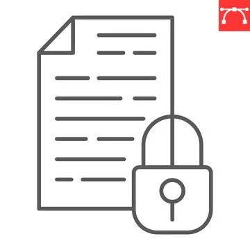 Locked document line icon, security and protection, document with padlock vector Stock Illustration