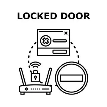 Locked door cyber security concept preventing access Stock Illustration