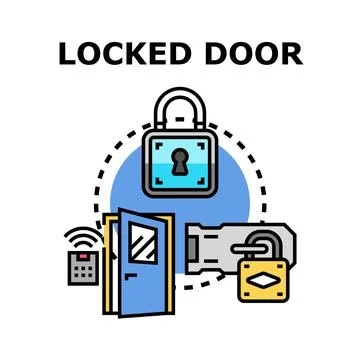 Locked door security system and access concept Stock Illustration