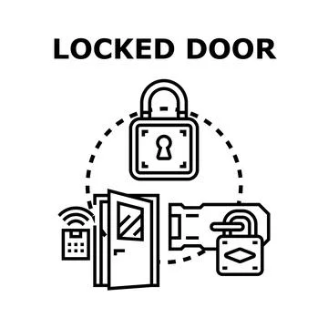 Locked door security system and access concept Stock Illustration