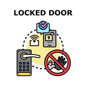 Locked door security system concept with modern smart access Stock Illustration