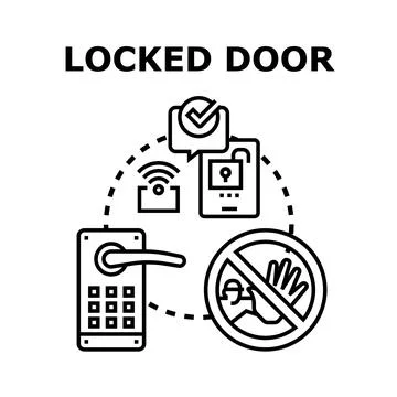 Locked door security system concept with modern smart access Stock Illustration