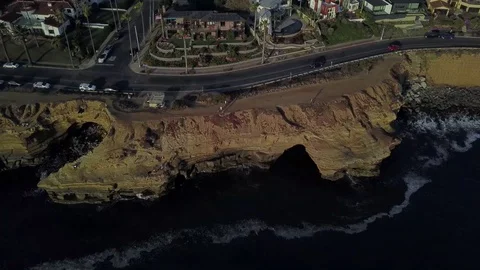 Locked Down Aerial View of Sunset Cliffs, HD Stock Footage 109685563