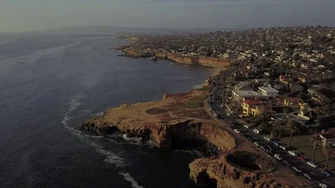 Locked Down Bird's Eye View of Sunset Cliffs, HD Stock Footage 109685214
