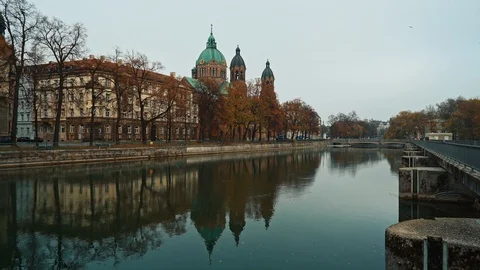Locked down real time establishing shot of the Church of St. Luke, located on Stock Footage 126009341