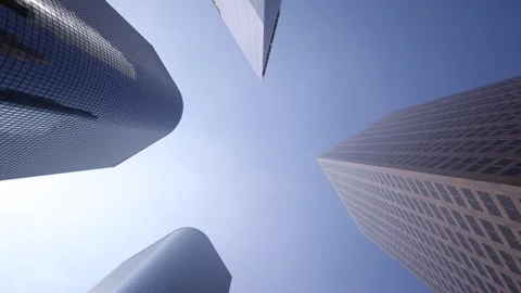 Locked Off Downtown Upward Skyscraper View Los Angeles California Stock Footage 250198353