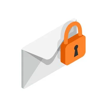 Locked email icon, isometric 3d style Stock Illustration