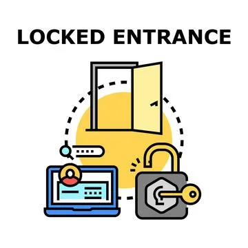 Locked entrance system providing secure digital access Stock Illustration