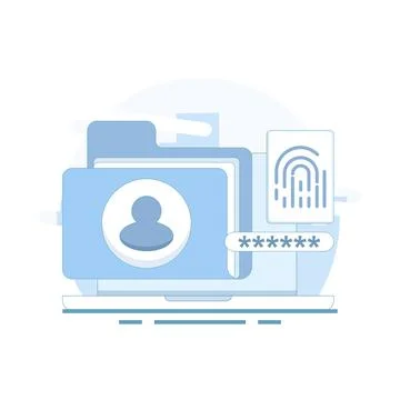 Locked file folder with password and fingerprint for privacy access Stock Illustration