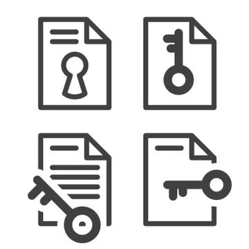 Locked file simple icon with key - secured document Stock Illustration