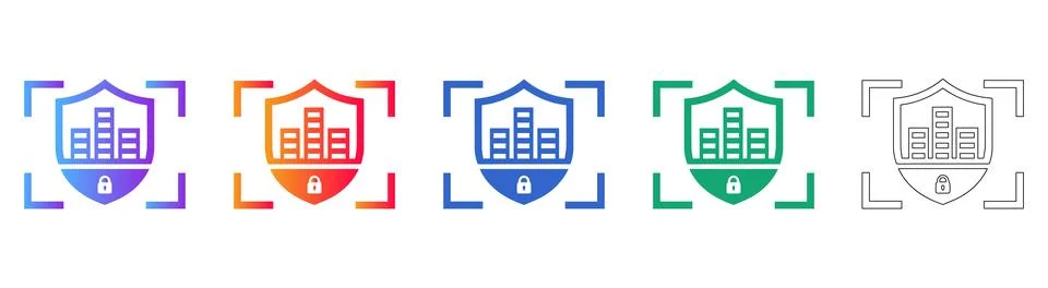 Locked Financial Data Shield Icons Illustrazione stock