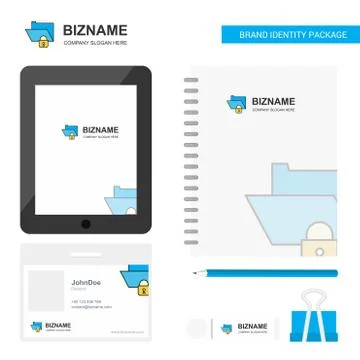 Locked folder Business Logo, Tab App, Diary PVC Employee Card and USB Brand S Stock Illustration