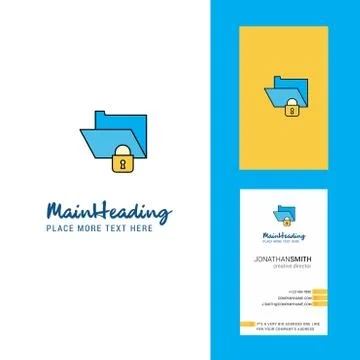 Locked folder Creative Logo and business card. vertical Design Vector Stock Illustration