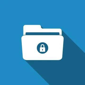 Locked folder icon isolated with long shadow. Flat design. Vector Illustration Stock Illustration