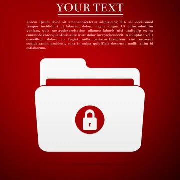 Locked folder icon isolated on red background. Flat design. Vector Illustration Stock Illustration