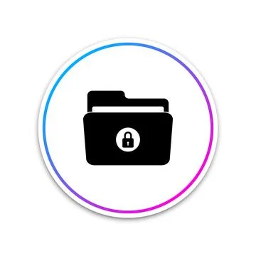 Locked folder icon isolated on white background. Circle white button. Vector 스톡 일러스트